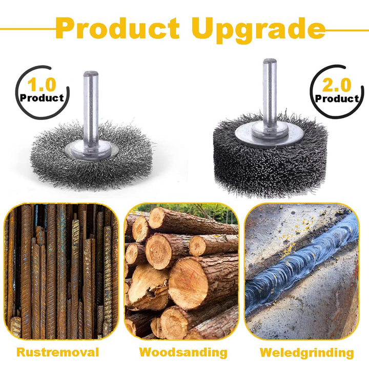 2 inch Wire Wheel Brush Wire Wheel Brush for Drill Attachment, 0.0118" Carbon Steel Wire, 1/4in Shank, 20000RPM 2 Pack Heavy Duty Wire Brushes Removal Paint Rust & Corrosion (2) - Just Closeouts Canada Inc.