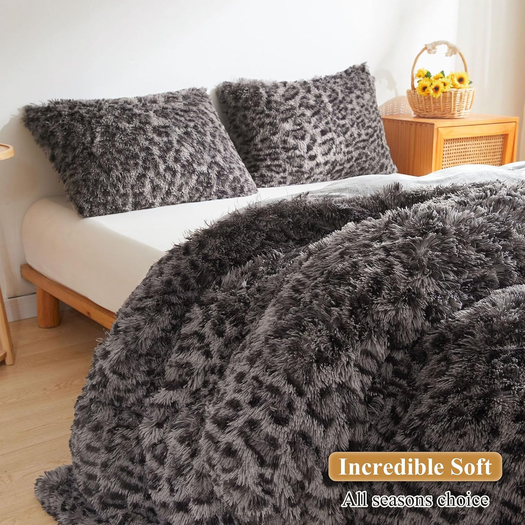 2 Light Grey Cheetah-Print Faux Fur King Pillowcases, 20 x 36 in - Just Closeouts Canada Inc.X004EUV9T9