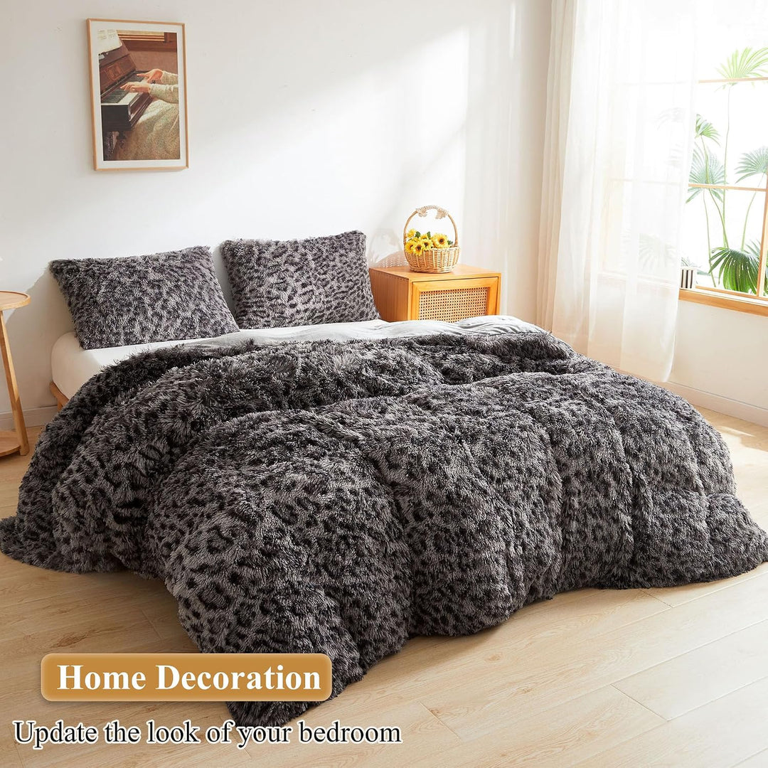 2 Light Grey Cheetah-Print Faux Fur King Pillowcases, 20 x 36 in - Just Closeouts Canada Inc.X004EUV9T9