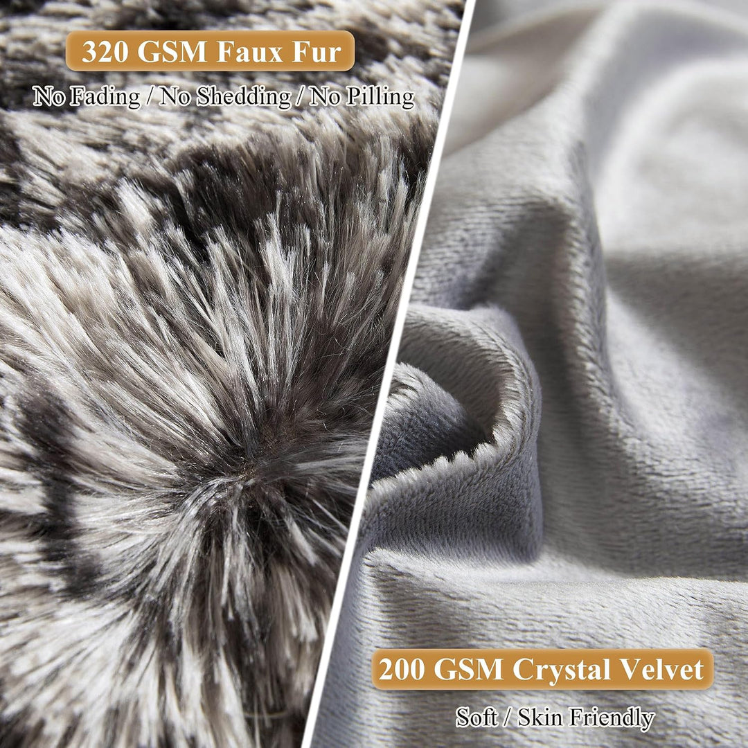 2 Light Grey Cheetah-Print Faux Fur King Pillowcases, 20 x 36 in - Just Closeouts Canada Inc.X004EUV9T9