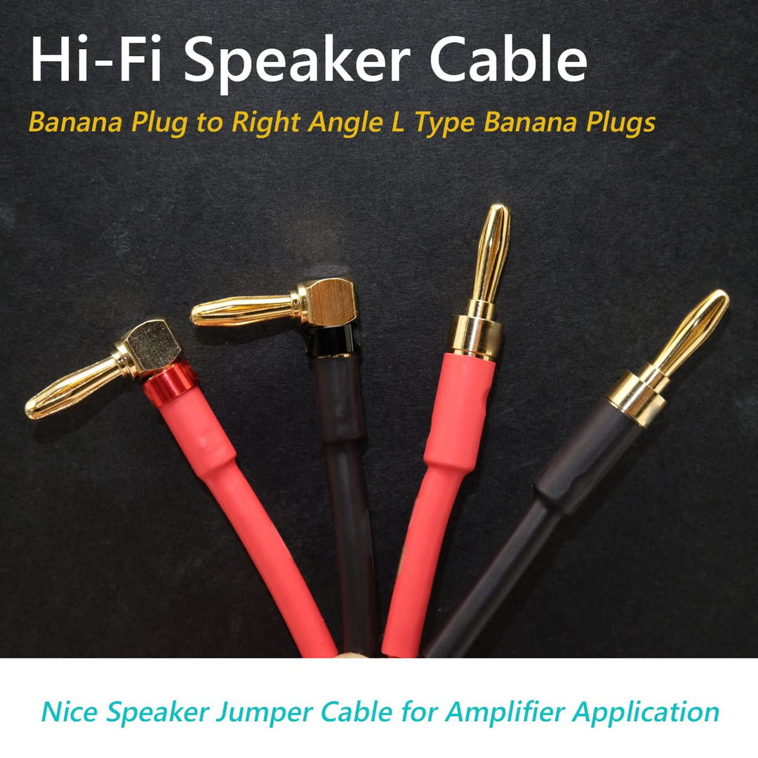 2 Pack 13 AWG Speaker Wire with Banana Plugs, 2X 3m HiFi Speaker Cable with Gold-Plated Right Angle Banana Plugs to Banana Plugs Audio Cable Speaker Cord for Audiophile (3m / 9.8FT) - Just Closeouts Canada Inc.X004EF2IP3