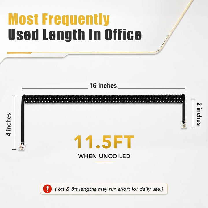 2-Pack Black Coiled RJ9 Telephone Handset Cords - Just Closeouts Canada Inc.