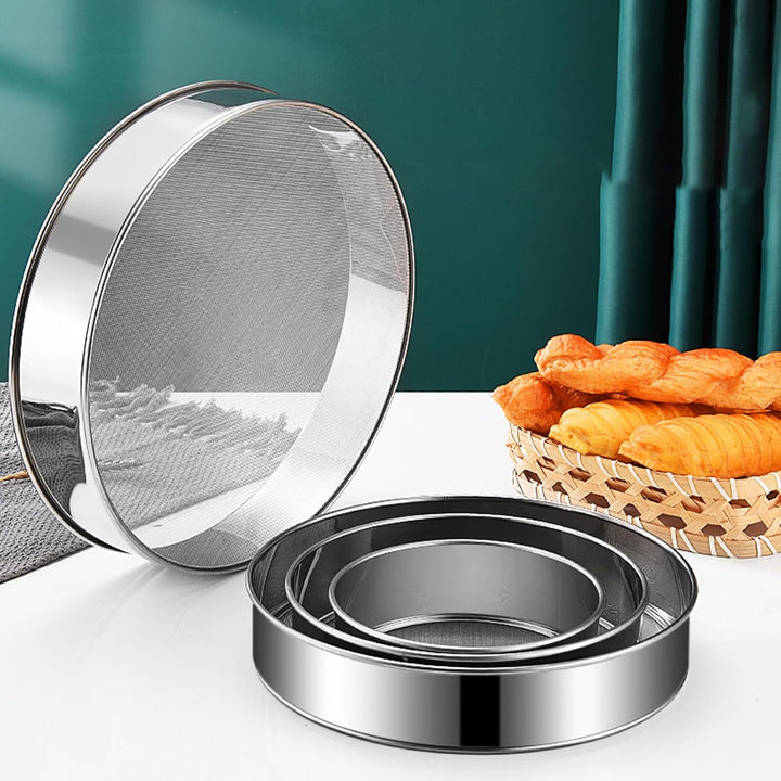 2 Pack Flour Sifter, Stainless Steel Fine Mesh Strainers Flour Sieve,8 Inch 60 Mesh and 10 Inch 40 Mesh for Baking Cake Bread (8"/60 mesh and 10"/40 mesh) - Just Closeouts Canada Inc.