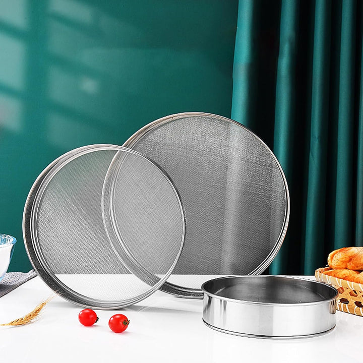 2 Pack Flour Sifter, Stainless Steel Fine Mesh Strainers Flour Sieve,8 Inch 60 Mesh and 10 Inch 40 Mesh for Baking Cake Bread (8"/60 mesh and 10"/40 mesh) - Just Closeouts Canada Inc.