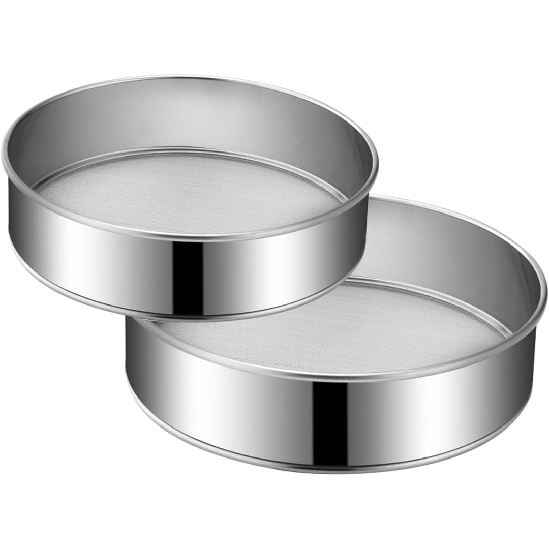 2 Pack Flour Sifter, Stainless Steel Fine Mesh Strainers Flour Sieve,8 Inch 60 Mesh and 10 Inch 40 Mesh for Baking Cake Bread (8"/60 mesh and 10"/40 mesh) - Just Closeouts Canada Inc.
