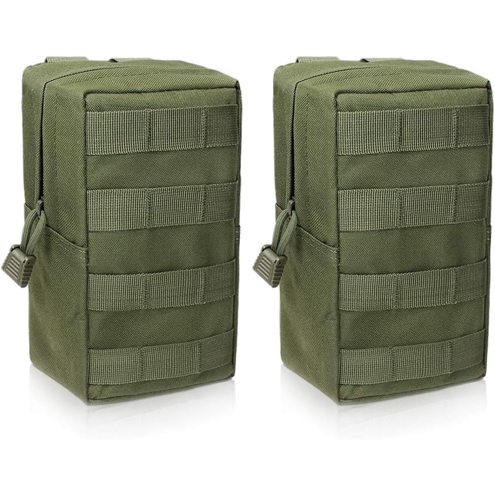 2-Pack Large MOLLE Utility Pouches – Army Green, 8-Inch - Just Closeouts Canada Inc.