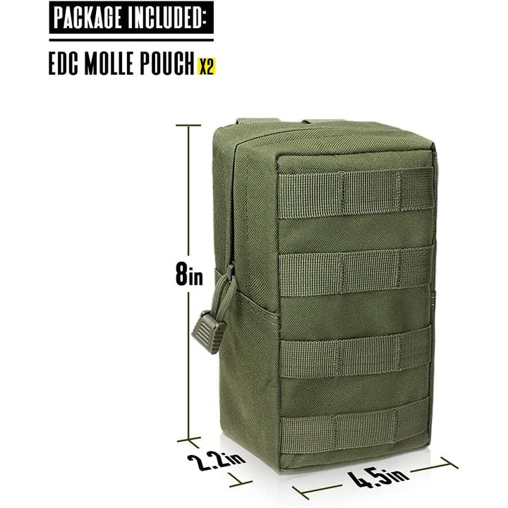 2-Pack Large MOLLE Utility Pouches – Army Green, 8-Inch - Just Closeouts Canada Inc.