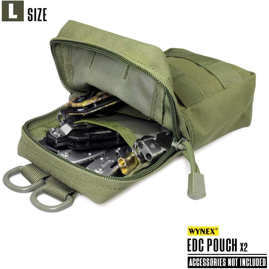 2-Pack Large MOLLE Utility Pouches – Army Green, 8-Inch - Just Closeouts Canada Inc.
