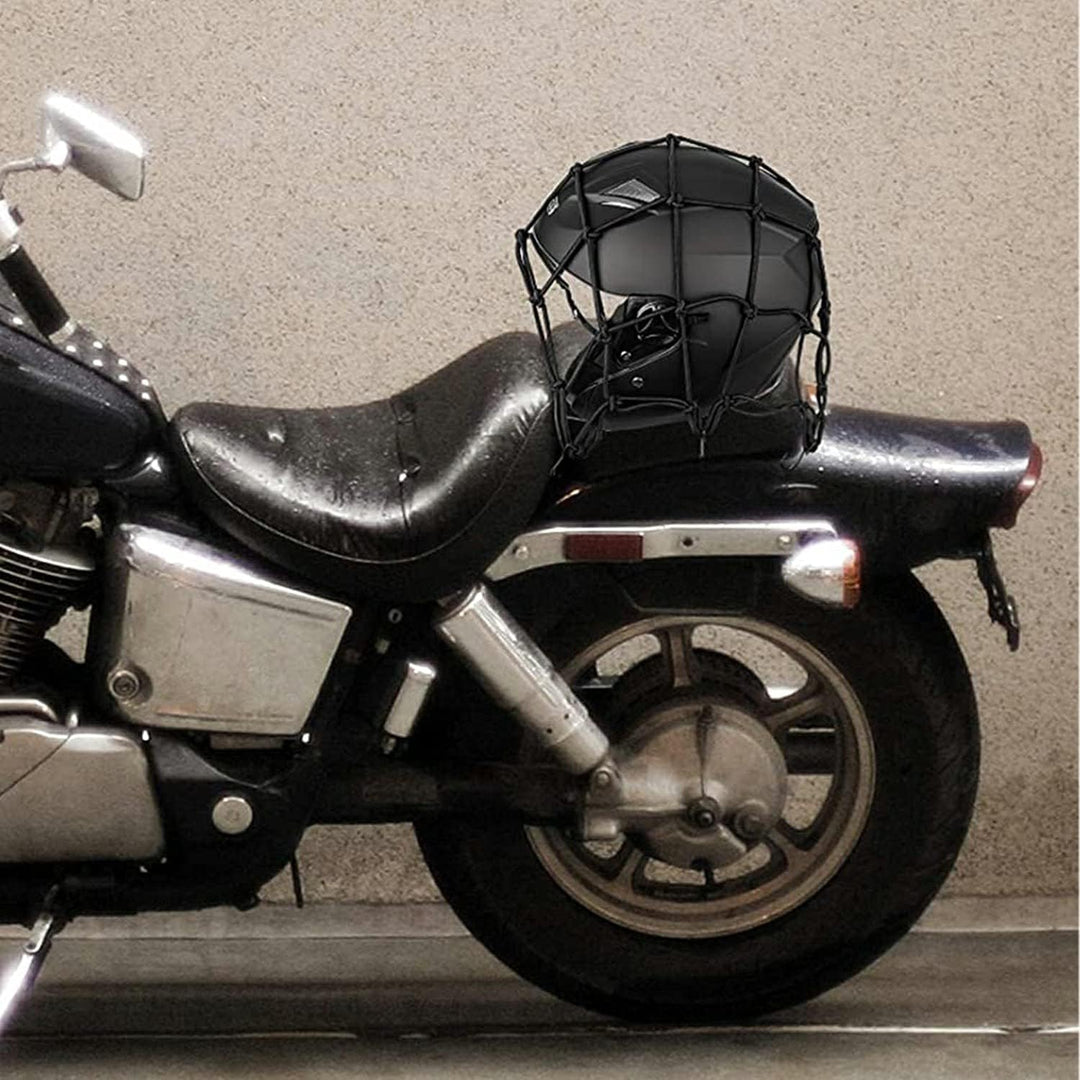 2 Pack Motorcycle Net, 40x40cm Motorcycle Helmet Net, Luggage Cargo Net for Moto and Bike, Spider Heavy Duty Elasticated Bungee Comes with 6 Hooks for Secure - Just Closeouts Canada Inc.