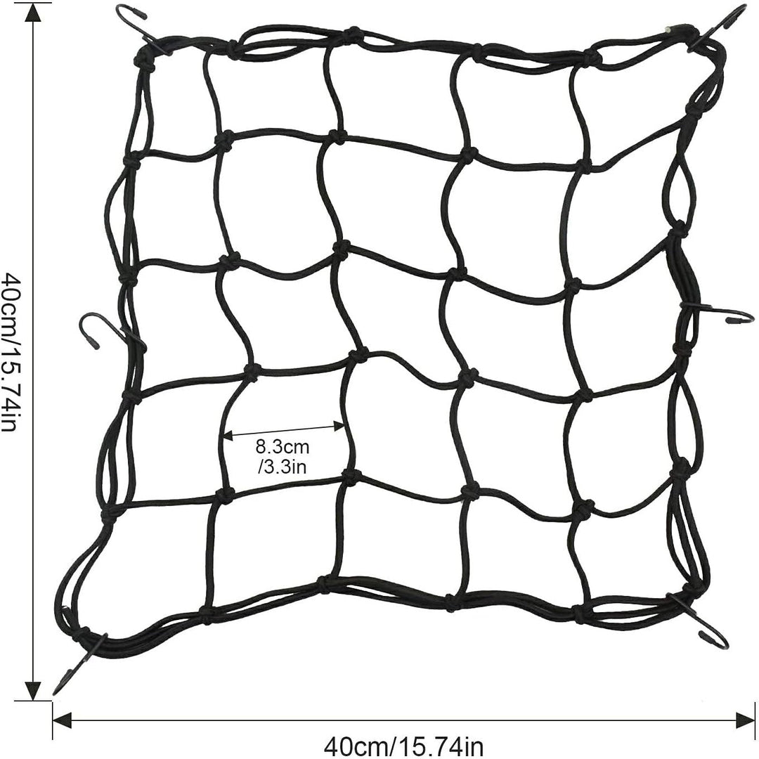 2 Pack Motorcycle Net, 40x40cm Motorcycle Helmet Net, Luggage Cargo Net for Moto and Bike, Spider Heavy Duty Elasticated Bungee Comes with 6 Hooks for Secure - Just Closeouts Canada Inc.