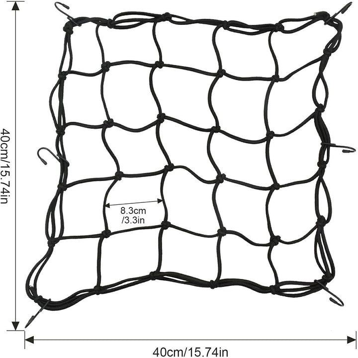 2 Pack Motorcycle Net, 40x40cm Motorcycle Helmet Net, Luggage Cargo Net for Moto and Bike, Spider Heavy Duty Elasticated Bungee Comes with 6 Hooks for Secure - Just Closeouts Canada Inc.