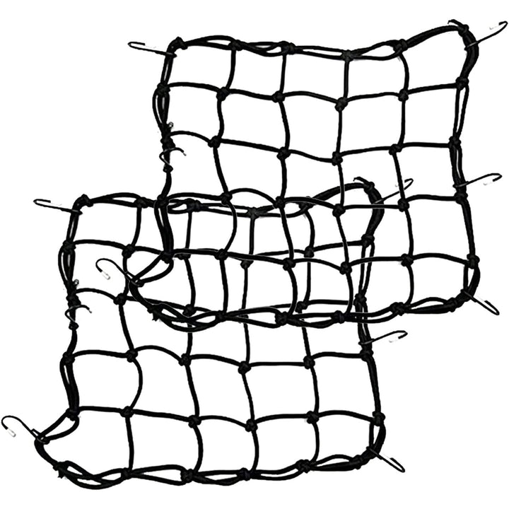 2 Pack Motorcycle Net, 40x40cm Motorcycle Helmet Net, Luggage Cargo Net for Moto and Bike, Spider Heavy Duty Elasticated Bungee Comes with 6 Hooks for Secure - Just Closeouts Canada Inc.