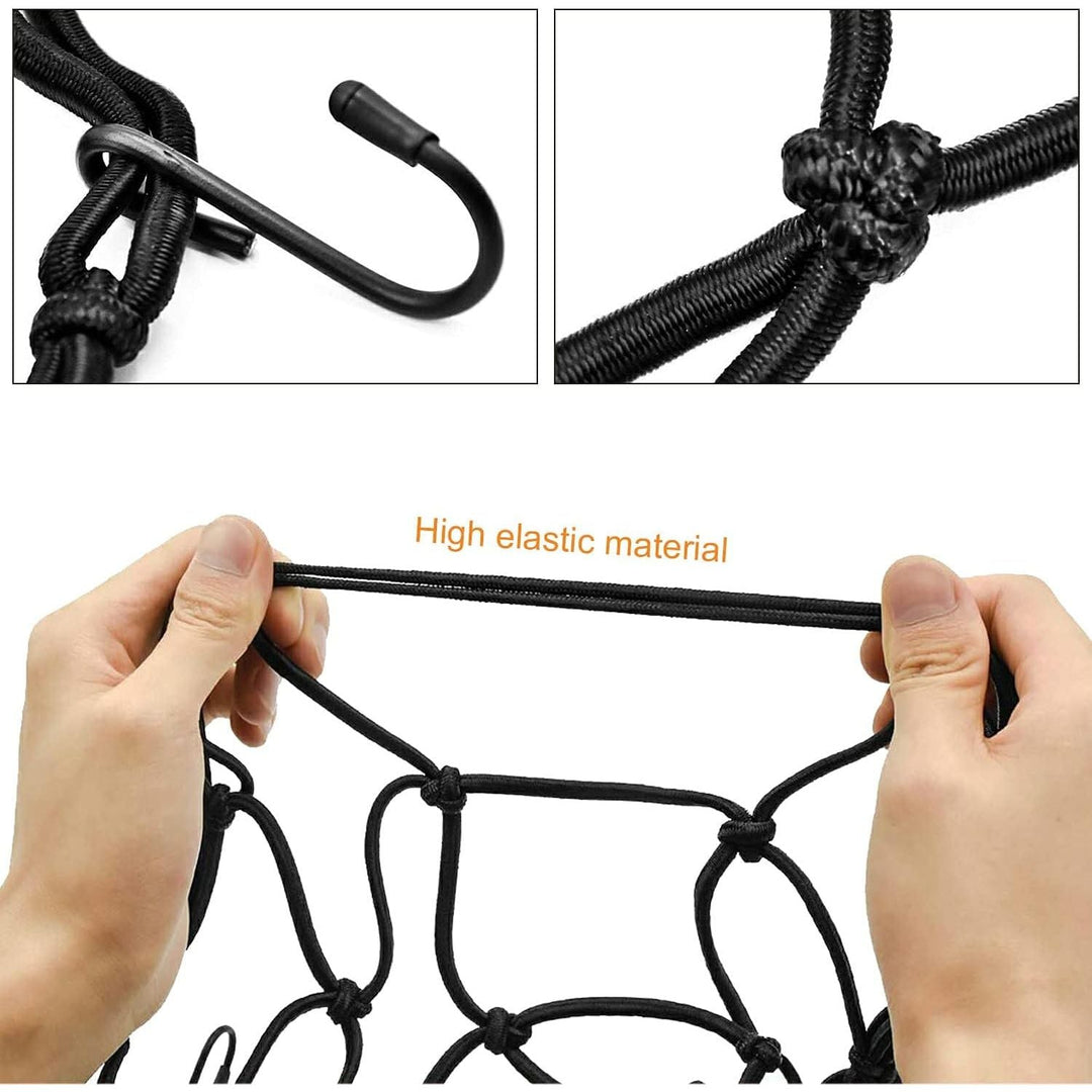 2 Pack Motorcycle Net, 40x40cm Motorcycle Helmet Net, Luggage Cargo Net for Moto and Bike, Spider Heavy Duty Elasticated Bungee Comes with 6 Hooks for Secure - Just Closeouts Canada Inc.