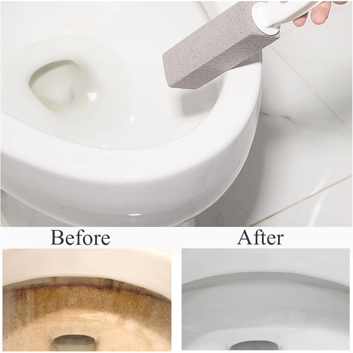 2 Pack Pumice Stone for Toilet Bowl Cleaning with Handle, Scouring Stick Remove Toilet Bowl Hard Water Rings, Calcium Buildup and Rust for Cleaning Toilet, Bathroom, Kitchen Sink, Grill (Gray) - Just Closeouts Canada Inc.