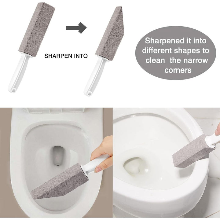 2 Pack Pumice Stone for Toilet Bowl Cleaning with Handle, Scouring Stick Remove Toilet Bowl Hard Water Rings, Calcium Buildup and Rust for Cleaning Toilet, Bathroom, Kitchen Sink, Grill (Gray) - Just Closeouts Canada Inc.