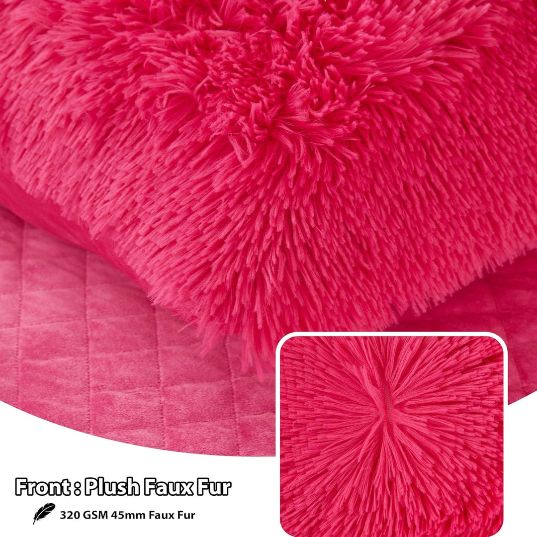 2 Pack Shaggy Plush Faux Fur Pillow Shams 20"x26" Pillow Cases Fluffy Decorative Pillowcases Zipper Closure,No Pillow Insert (Hot Pink, Standard) - Just Closeouts Canada Inc.