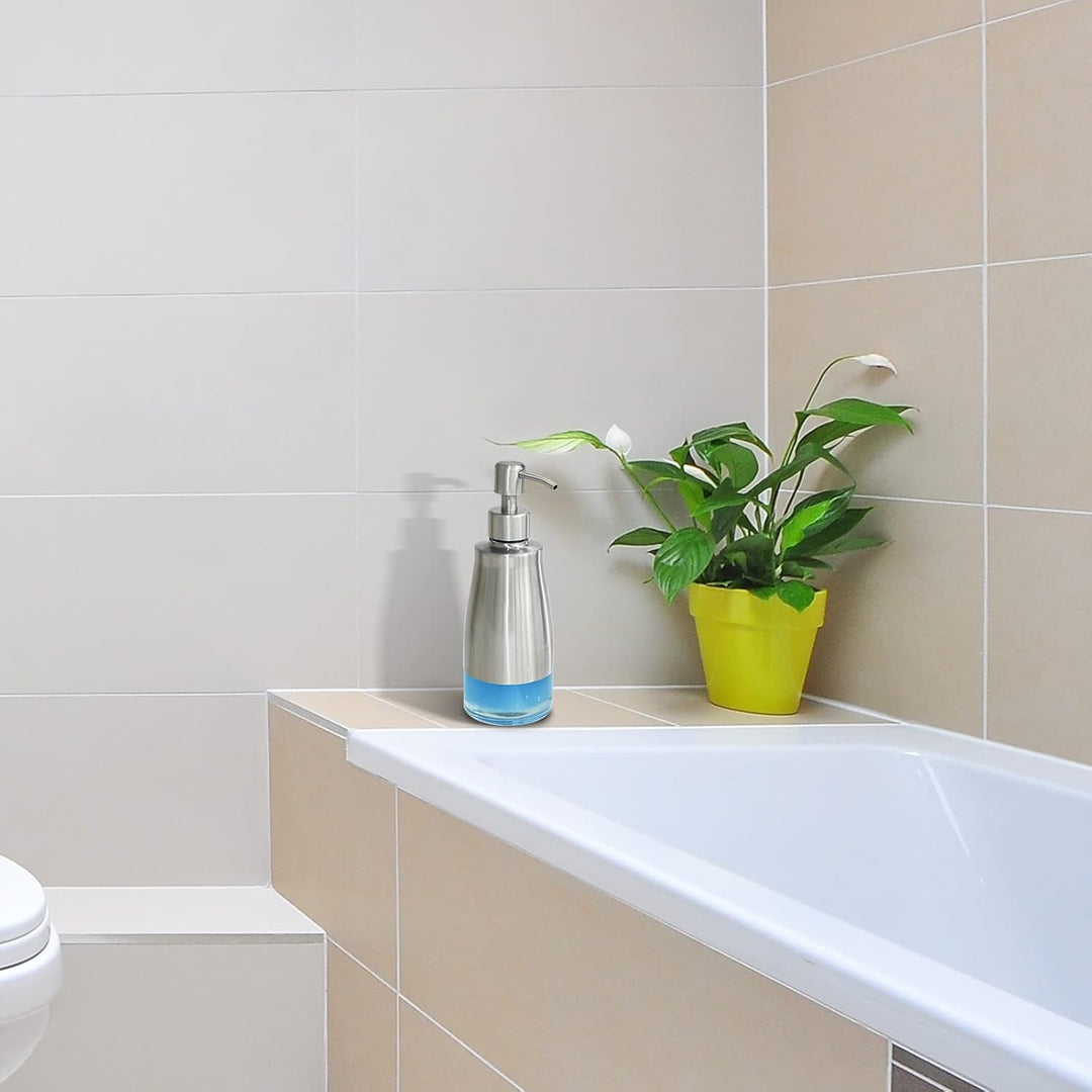 2 Pack Soap Dispenser Stainless Steel Case Glass Liner Hand Pump Dispenser, Refillable Liquid Hand Soap Dispenser for Bathroom & Kitchen - Brushed Nickel - Just Closeouts Canada Inc.X0038P73AF