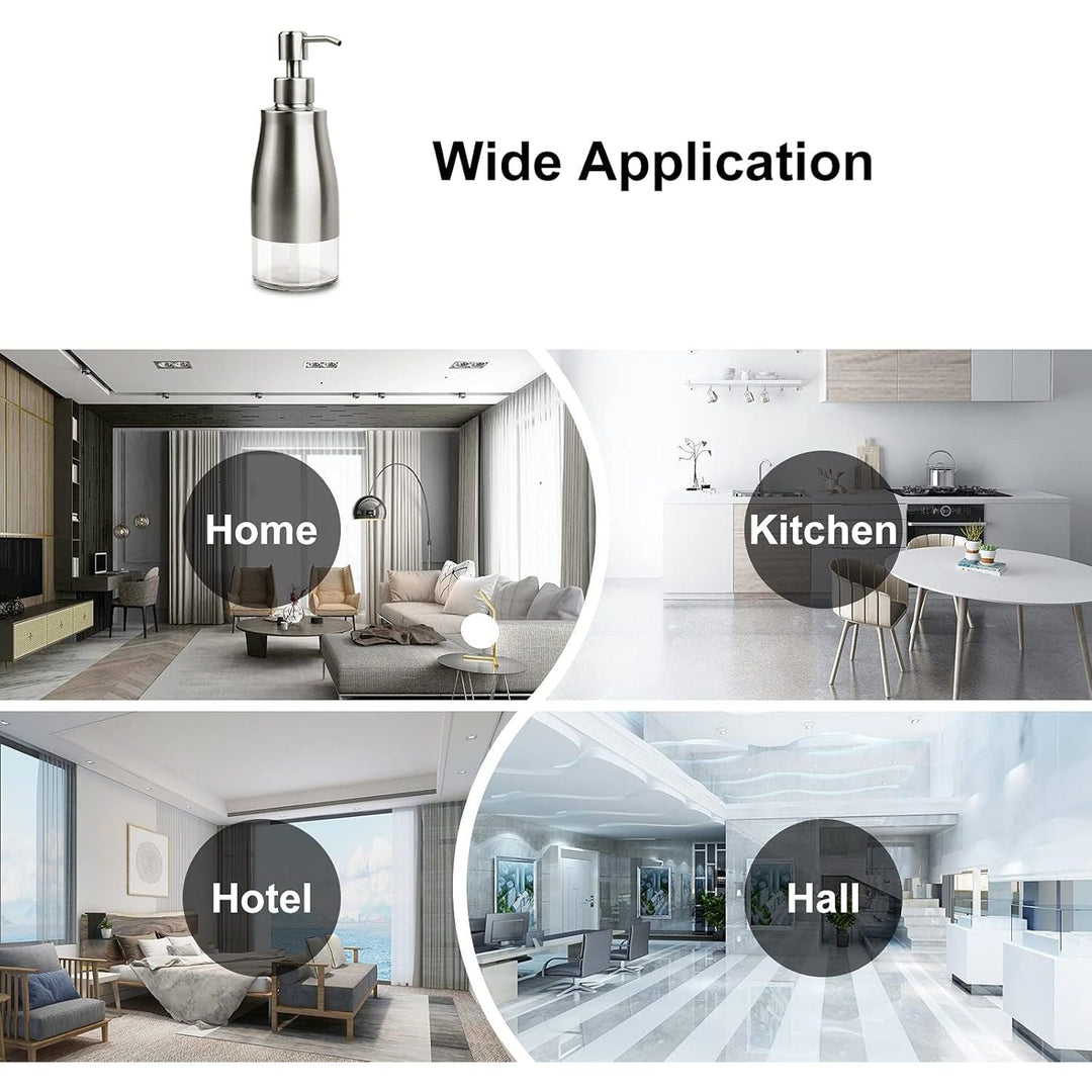 2 Pack Soap Dispenser Stainless Steel Case Glass Liner Hand Pump Dispenser, Refillable Liquid Hand Soap Dispenser for Bathroom & Kitchen - Brushed Nickel - Just Closeouts Canada Inc.X0038P73AF