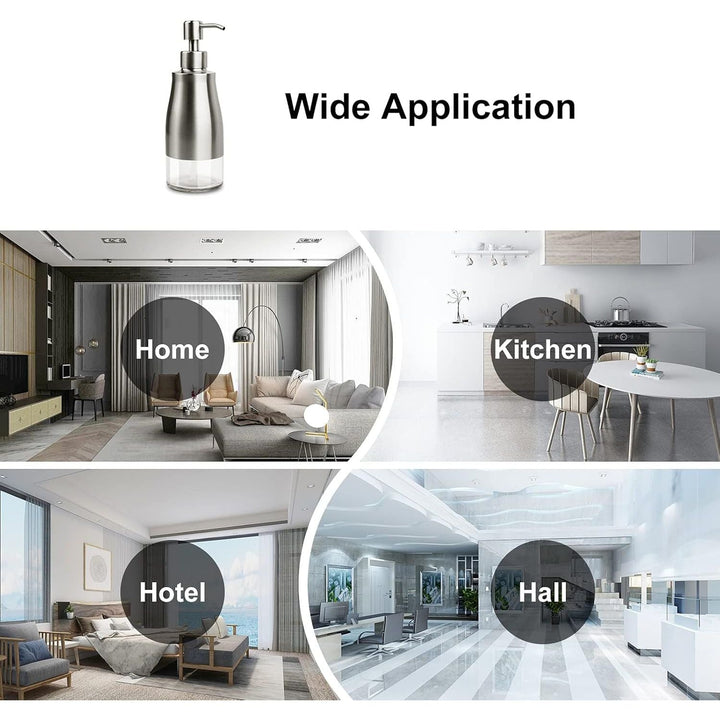 2 Pack Soap Dispenser Stainless Steel Case Glass Liner Hand Pump Dispenser, Refillable Liquid Hand Soap Dispenser for Bathroom & Kitchen - Brushed Nickel - Just Closeouts Canada Inc.X0038P73AF