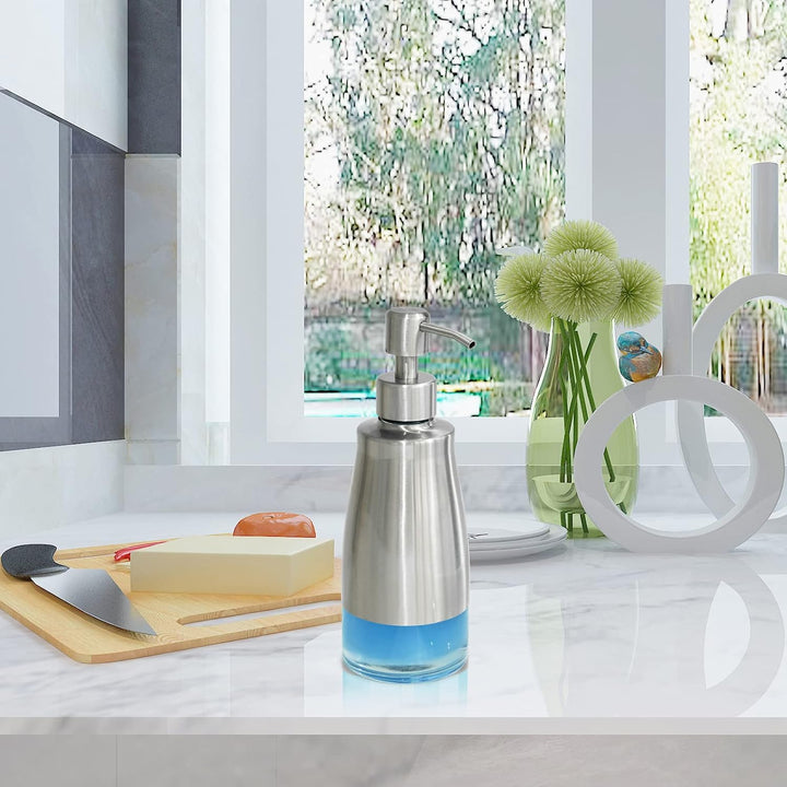 2 Pack Soap Dispenser Stainless Steel Case Glass Liner Hand Pump Dispenser, Refillable Liquid Hand Soap Dispenser for Bathroom & Kitchen - Brushed Nickel - Just Closeouts Canada Inc.X0038P73AF