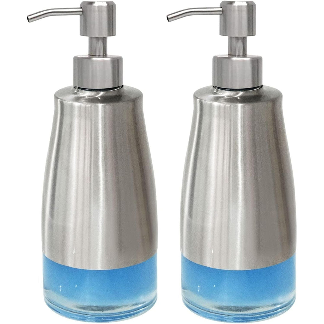 2 Pack Soap Dispenser Stainless Steel Case Glass Liner Hand Pump Dispenser, Refillable Liquid Hand Soap Dispenser for Bathroom & Kitchen - Brushed Nickel - Just Closeouts Canada Inc.X0038P73AF