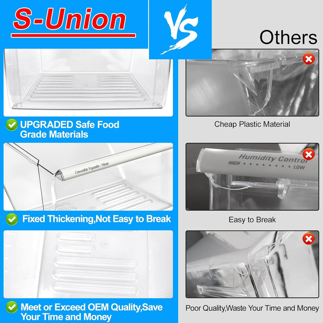 [2 Pack] Upgraded 2188656 Fridge Crisper Drawer (UPPER) & 2188664 Fridge Crisper Bin (LOWER) Compatible with Whirlpool Kenmore Refrigerator Drawers with Humidity Control, Food - grade Materials - Just Closeouts Canada Inc.