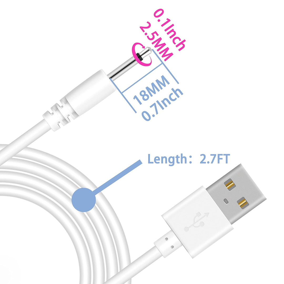 2-Pack USB-A to 2.5mm DC Charging Cables, White, 2.7ft - Just Closeouts Canada Inc.