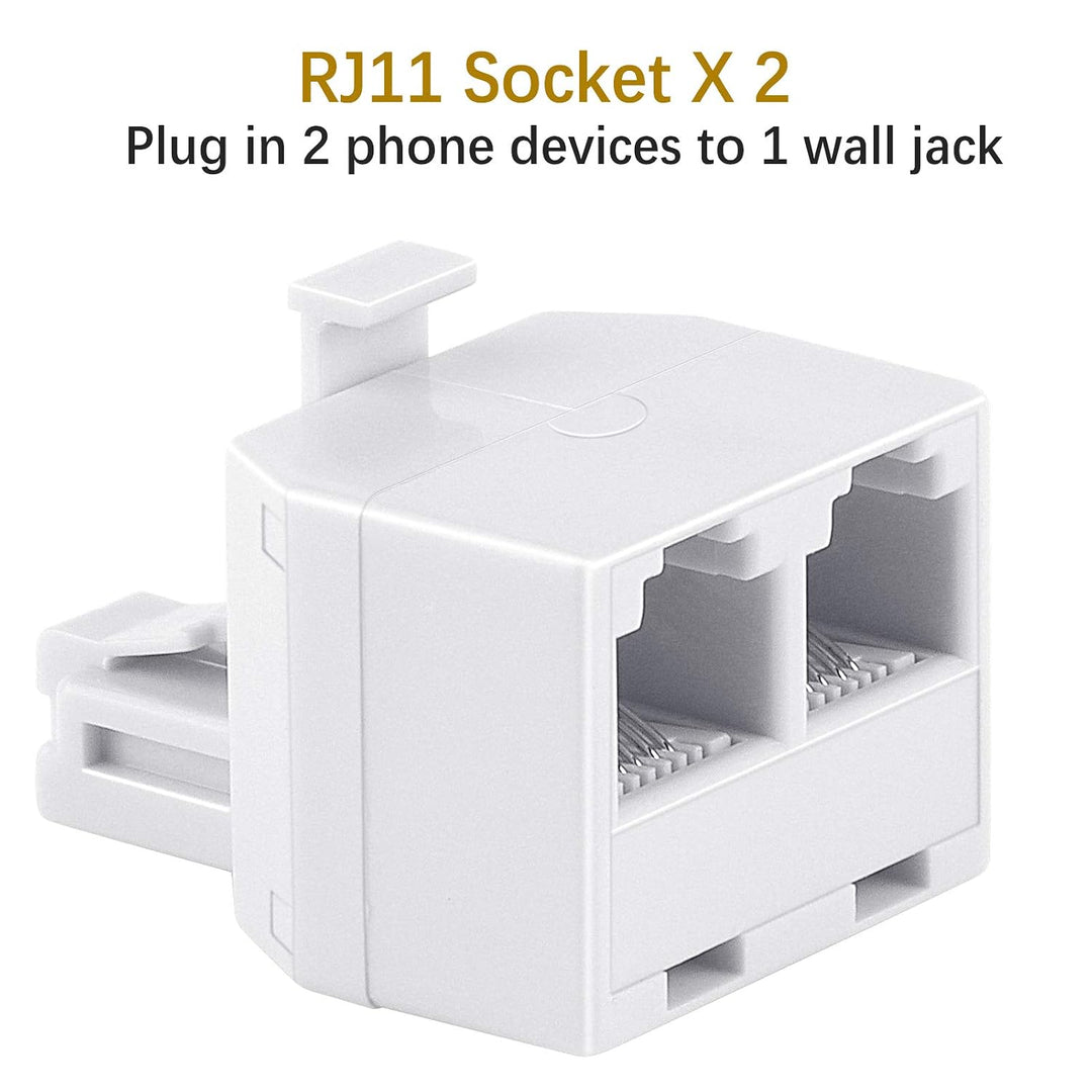 2-Pack White RJ11 6P4C Duplex Phone Jack Splitters - Just Closeouts Canada Inc.