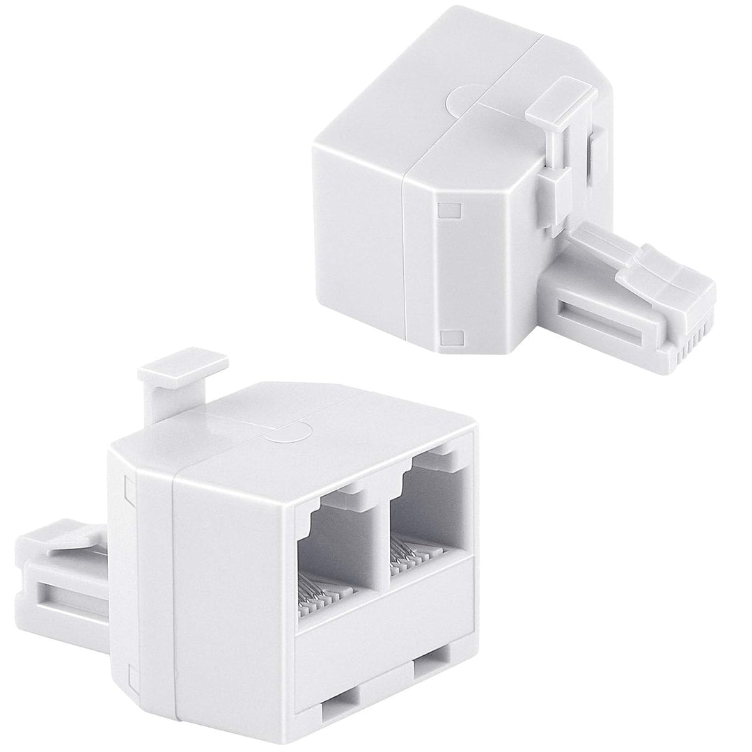 2-Pack White RJ11 6P4C Duplex Phone Jack Splitters - Just Closeouts Canada Inc.