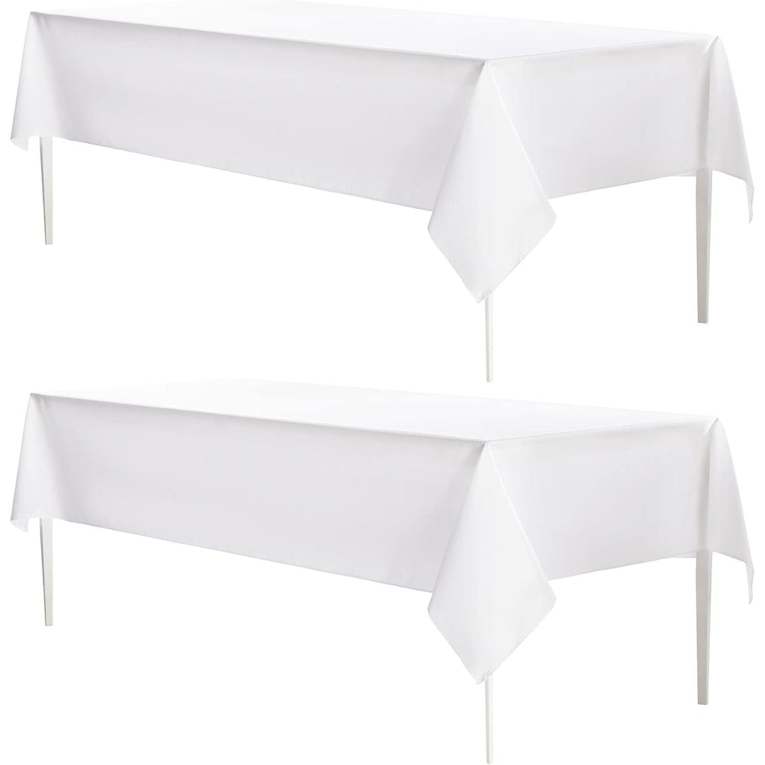 2 Pack White Table Cloths Rectangular Nappe de Table Rectangular Table Cloth Machine Washable Polyester Table Cover for Dining Buffet Parties Picnic Events Weddings, 90x132 Inch - Just Closeouts Canada Inc.