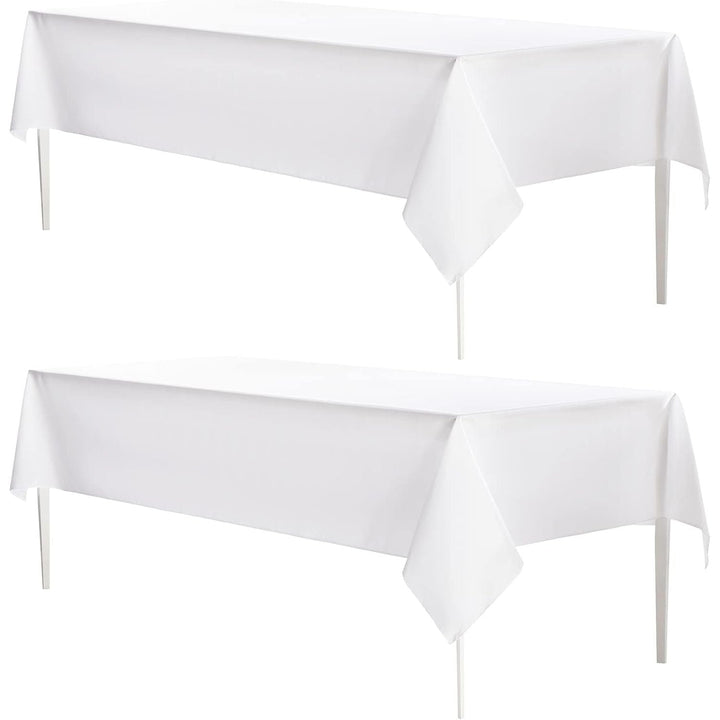 2 Pack White Table Cloths Rectangular Nappe de Table Rectangular Table Cloth Machine Washable Polyester Table Cover for Dining Buffet Parties Picnic Events Weddings, 90x132 Inch - Just Closeouts Canada Inc.