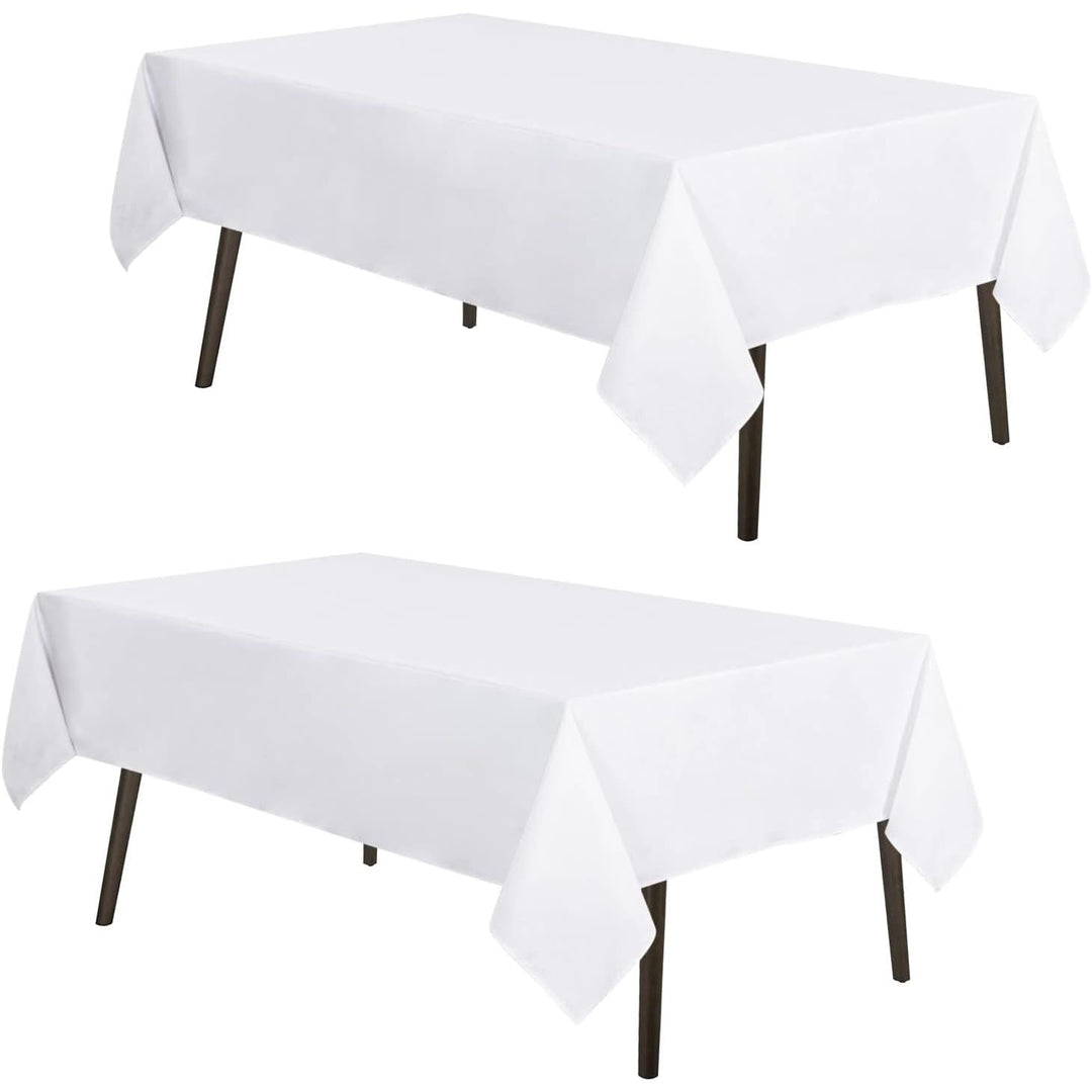 2 Pack White Table Cloths Rectangular Nappe de Table Rectangular Table Cloth Machine Washable Polyester Table Cover for Dining Buffet Parties Picnic Events Weddings, 90x132 Inch - Just Closeouts Canada Inc.