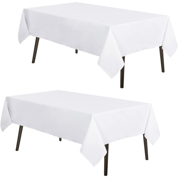 2 Pack White Table Cloths Rectangular Nappe de Table Rectangular Table Cloth Machine Washable Polyester Table Cover for Dining Buffet Parties Picnic Events Weddings, 90x132 Inch - Just Closeouts Canada Inc.