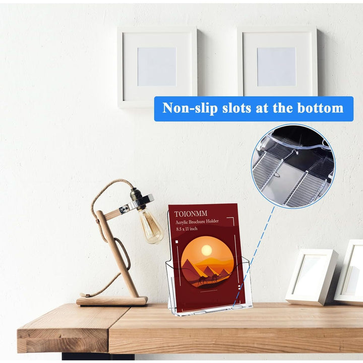 2 Packs Acrylic Brochure Holder, 8.5x11in Plastic Pamphlet Holder Stand, Clear Flyer Magazine Display Holders, Literature Holder Countertop/Wall Mount Organizer for Display Flyer, Booklet, Document - Just Closeouts Canada Inc.
