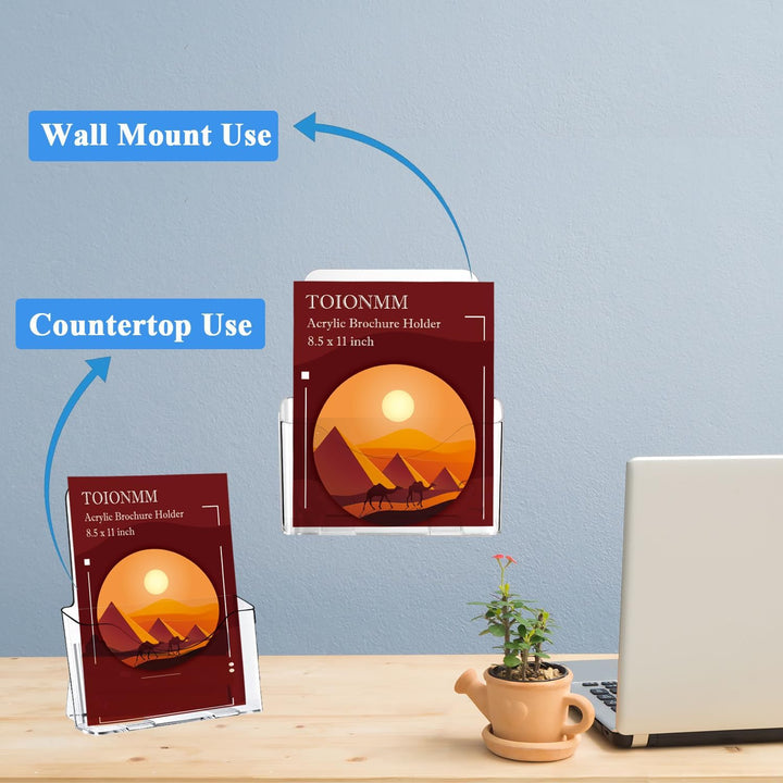 2 Packs Acrylic Brochure Holder, 8.5x11in Plastic Pamphlet Holder Stand, Clear Flyer Magazine Display Holders, Literature Holder Countertop/Wall Mount Organizer for Display Flyer, Booklet, Document - Just Closeouts Canada Inc.