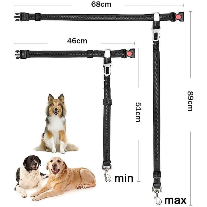 2 Pcs Dog Car Seat Belt, Pet Seatbelt Harness for Car, Headrest Restraint Adjustable Vehicle Dog Safety Leash, Elastic Bungee Buffer Reflective Strap, Heavy Duty Clip Buckle Tether for Medium Dog - Just Closeouts Canada Inc.