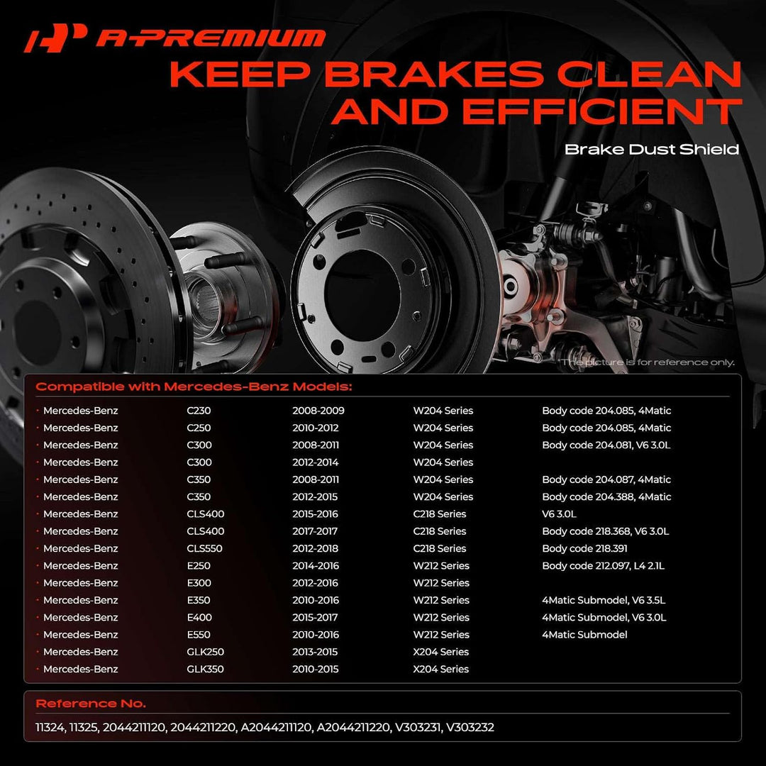 2-Piece Brake Dust Shield Set for Select C-Class, E-Class, CLS & GLK - Just Closeouts Canada Inc.