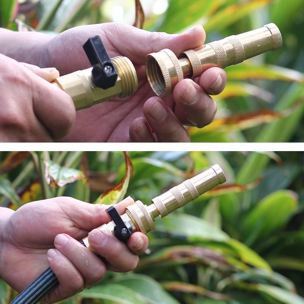 2-Piece Brass Garden Hose Nozzle Set: Adjustable Spray and Jet Sweeper - Just Closeouts Canada Inc.