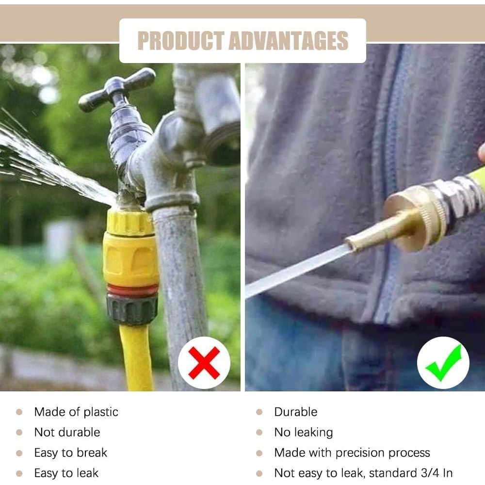 2-Piece Brass Garden Hose Nozzle Set: Adjustable Spray and Jet Sweeper - Just Closeouts Canada Inc.