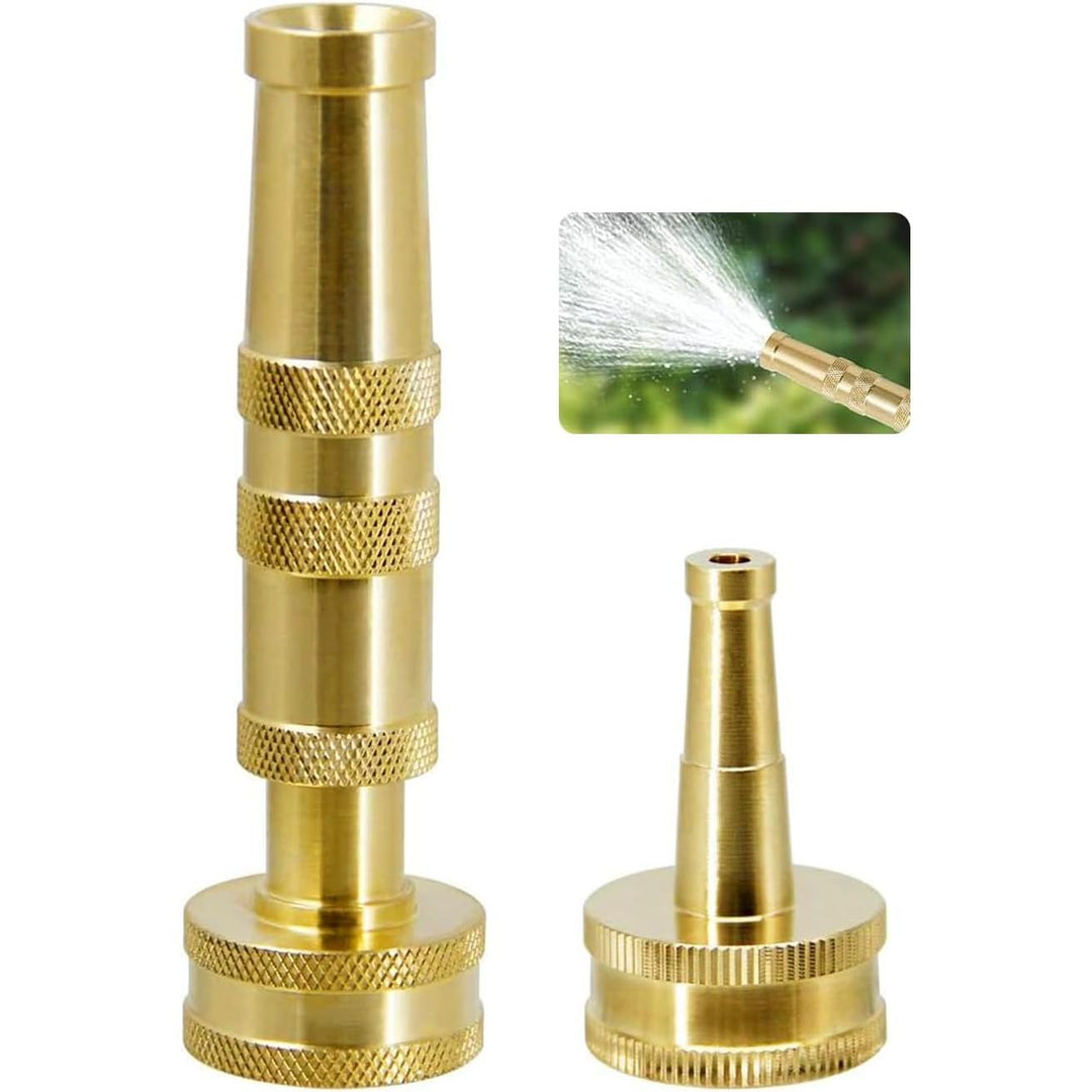 2-Piece Brass Garden Hose Nozzle Set: Adjustable Spray and Jet Sweeper - Just Closeouts Canada Inc.