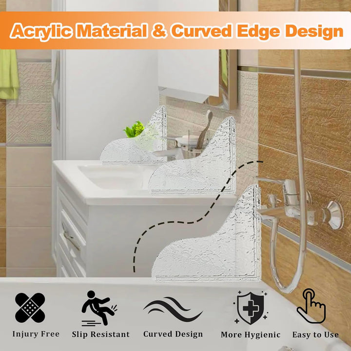 2-Piece Clear Self-Adhesive Shower Corner Splash Guard Set - Just Closeouts Canada Inc.