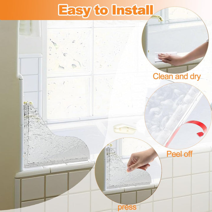 2-Piece Clear Self-Adhesive Shower Corner Splash Guard Set - Just Closeouts Canada Inc.