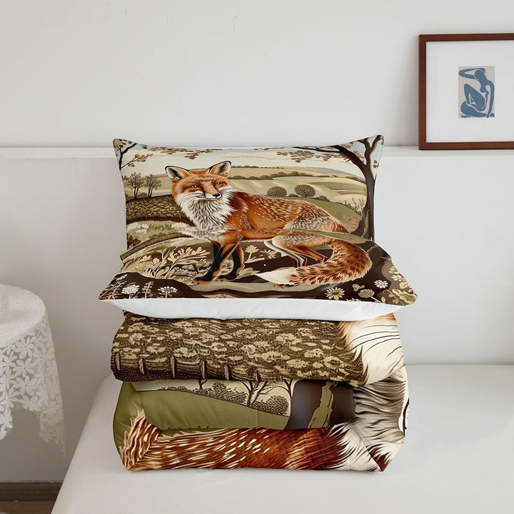 2-Piece Fox & Floral Comforter Set - Brown & Orange, Twin - Just Closeouts Canada Inc.X004RGQX9B