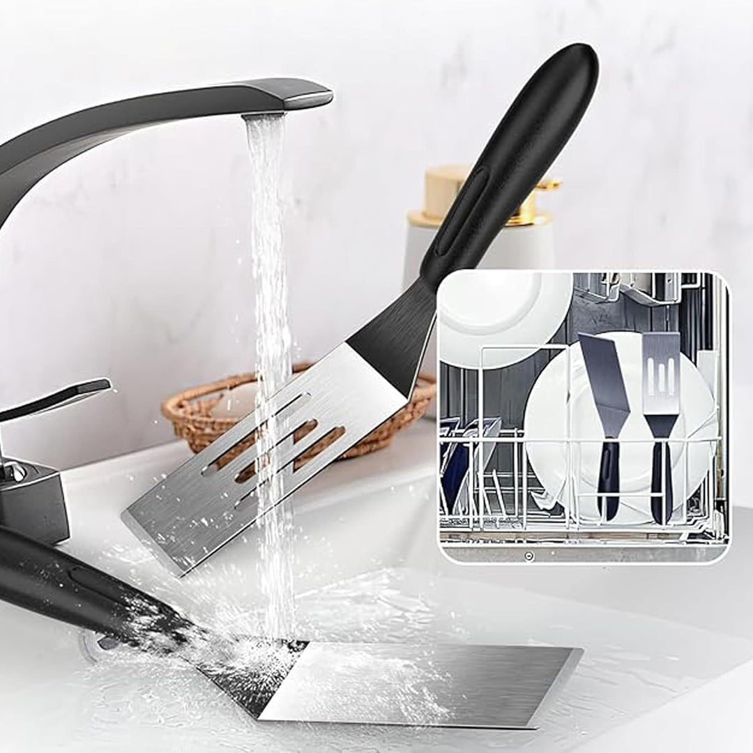2-Piece Mini Stainless Steel Spatula Set, Slotted and Solid - Just Closeouts Canada Inc.X004IGSTVZ