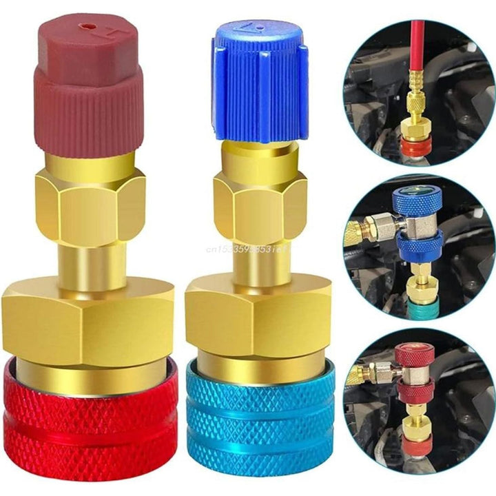 2-Piece R1234yf to R134a AC Quick Coupler Set, Red and Blue - Just Closeouts Canada Inc.