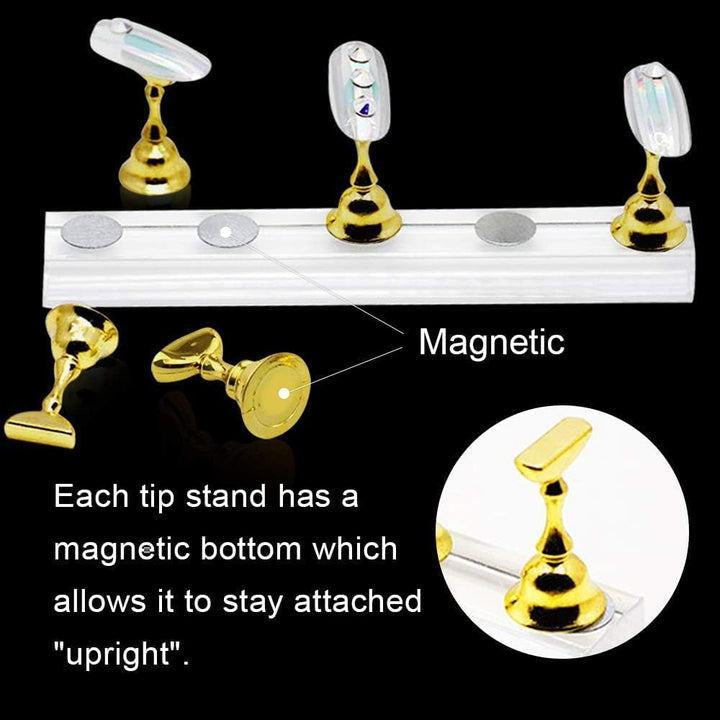 2 Set Acrylic Nail Art Holder Practice Display Stand with 102Pcs White Reusable Adhesive Putty, Magnetic Nail Art Tips Holders Training Fingernail DIY Display Stands(Gold and Silver) - Just Closeouts Canada Inc.