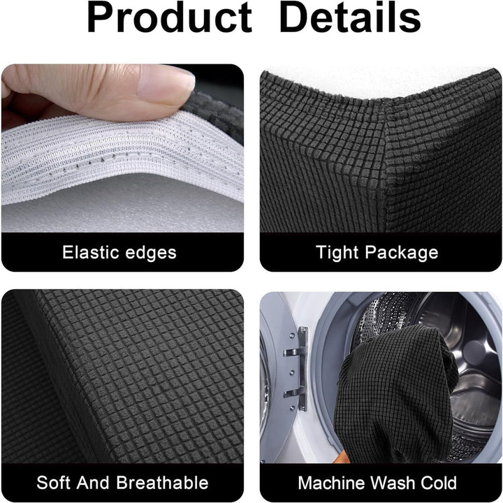 2 Set RV Dinette Cushions Covers - Stretch RV Dinette Camper Seat Covers - Washable Loveseat Sofa Slipcovers Protector for Camper Car Bench - 2 Backrest Cover & 2 Bench Cover (Black) - Just Closeouts Canada Inc.