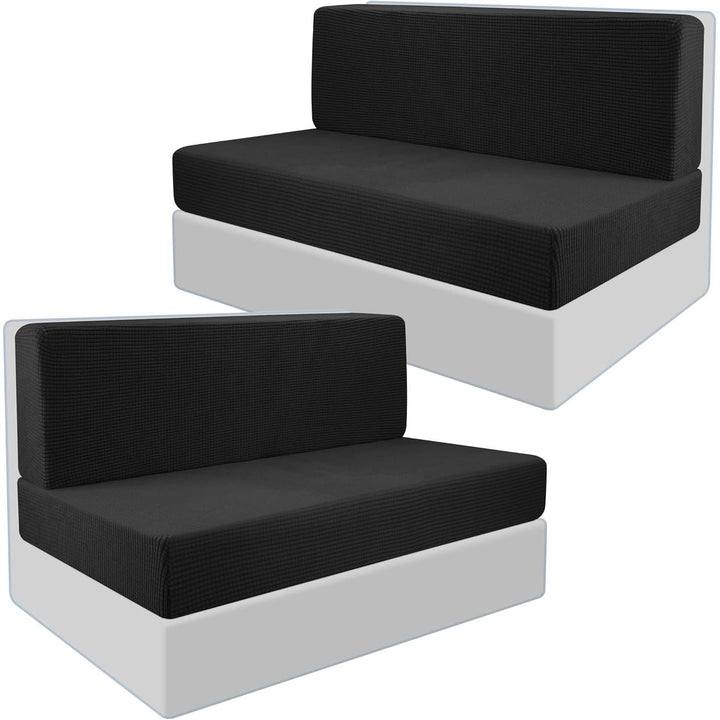 2 Set RV Dinette Cushions Covers - Stretch RV Dinette Camper Seat Covers - Washable Loveseat Sofa Slipcovers Protector for Camper Car Bench - 2 Backrest Cover & 2 Bench Cover (Black) - Just Closeouts Canada Inc.