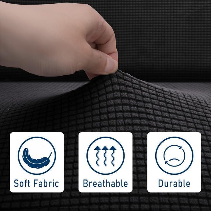 2 Set RV Dinette Cushions Covers - Stretch RV Dinette Camper Seat Covers - Washable Loveseat Sofa Slipcovers Protector for Camper Car Bench - 2 Backrest Cover & 2 Bench Cover (Black) - Just Closeouts Canada Inc.