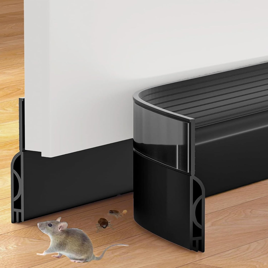 2" W x 39" L Silicone Door Draft Stopper, Under Door Sweep for Exterior & Interior Doors, Adjustable Weather Stripping Door Seal, Door Sweep Strip Under Door Draft Blocker Soundproof Door Black - Just Closeouts Canada Inc.